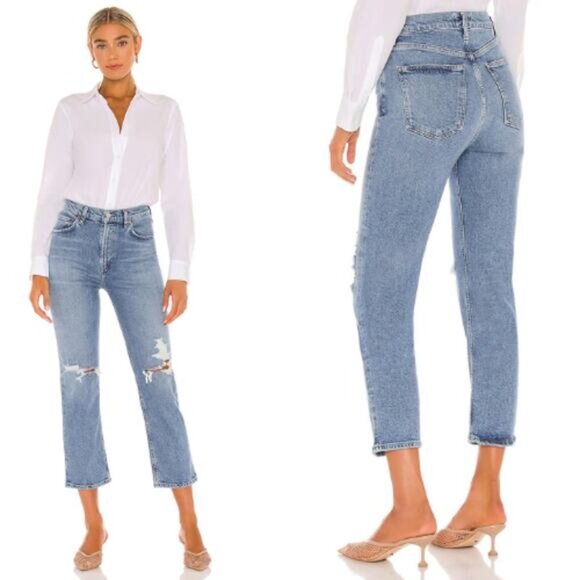 NWT Agolde Wilder Whiplash Midrise Comfort Straight Leg Jeans Blue Size: 27 - Picture 8 of 8